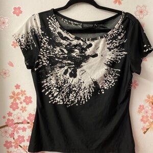 New York & Company Graphic Black and White T-Shirt
